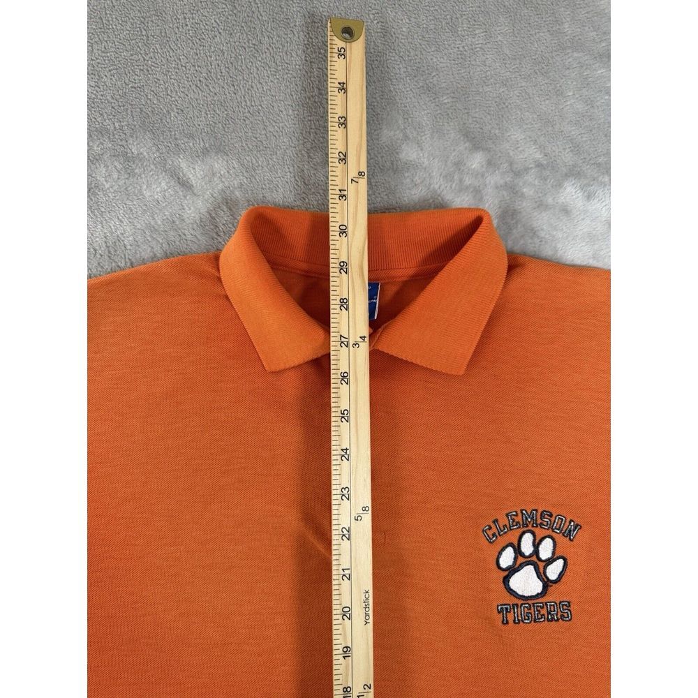Clemson Tigers Champion Shirt Mens 2XL Orange Polo Made In USA Vintage 90s - Picture 7 of 15